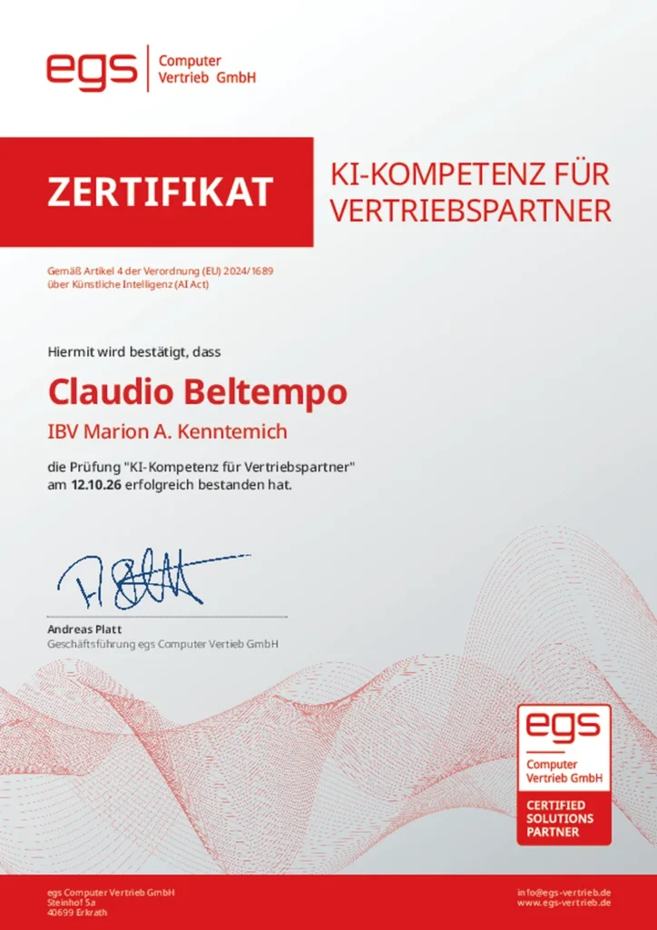 Zertifikat Claudio Beltempo