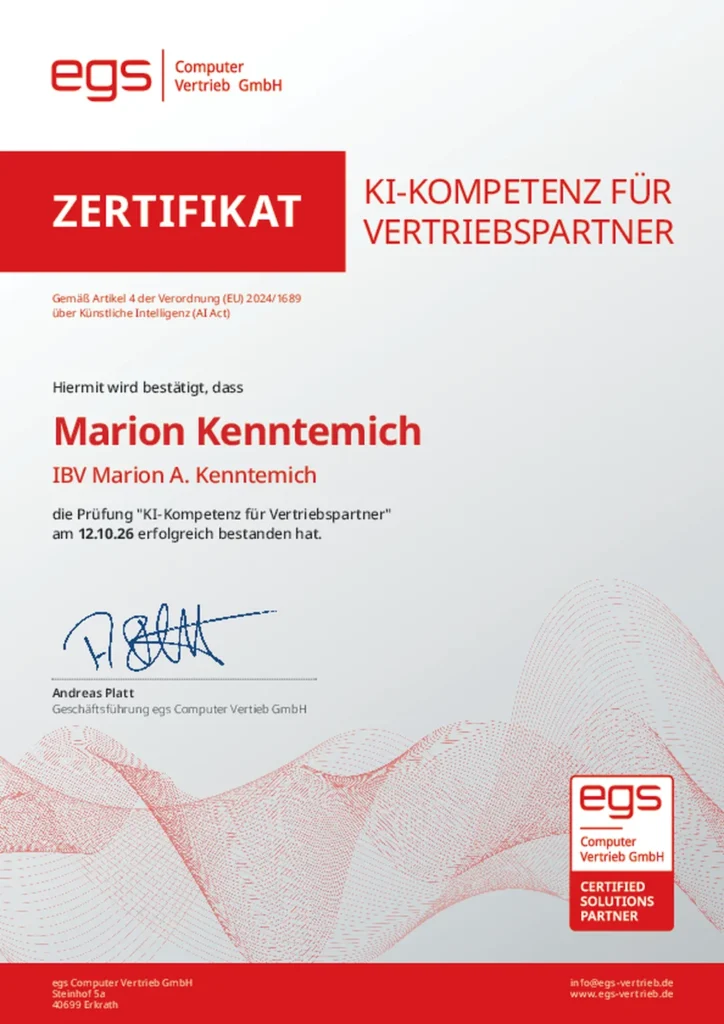 Zertifikat Marion Kenntemich