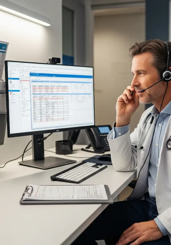IBV-Kenntemich-Gemini_Generated_diktat-headset-medizin Diktat eines Arztes in das Patientenmanagement-System